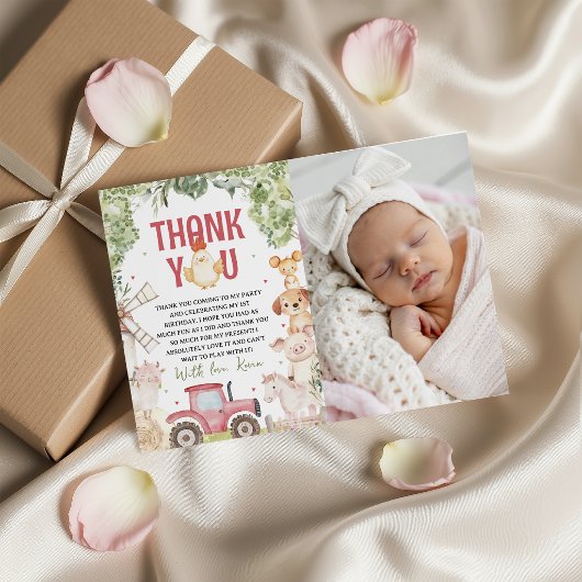 Farm Animals Photo Thank You Card 招待状