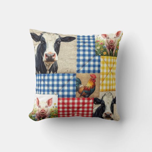 Farm Animals Quilt Pattern クッション (正面)