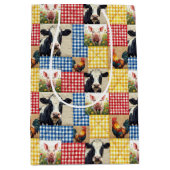 Farm Animals Quilt Pattern ミディアムペーパーバッグ (正面)
