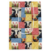 Farm Animals Quilt Pattern ミディアムペーパーバッグ (裏面)