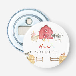 Farm Animals & Red Barn Button Bottle Opener 栓抜き