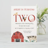 Farm Animals Second Birthday Party Invitation 招待状 (スタンド正面)