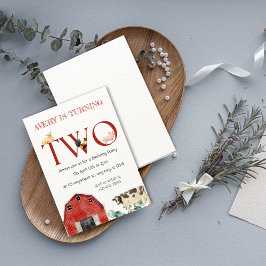 Farm Animals Second Birthday Party Invitation 招待状