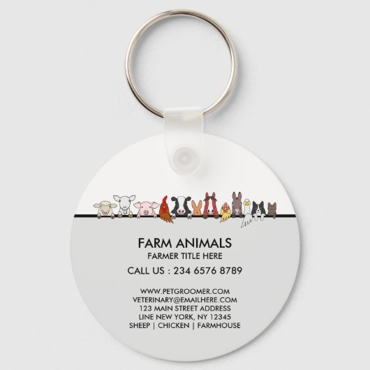 Farm Animals Sheep Chicken Cow brand gift キーホルダー (正面)