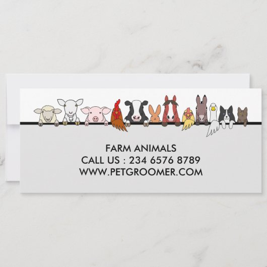 Farm Animals Sheep Chicken Cow customer gift 招待状 (正面)