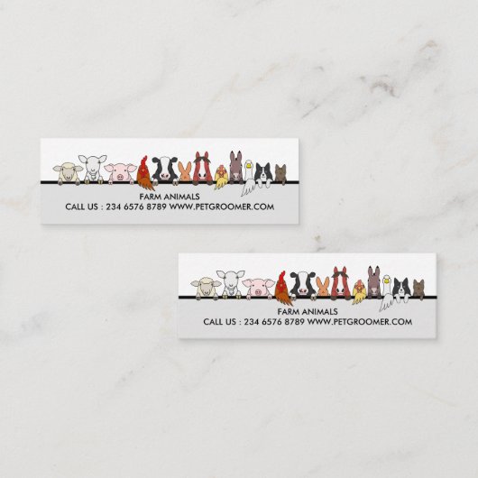 Farm Animals Sheep Chicken Cow customer small スキニー名刺 (正面/裏面)