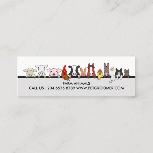 Farm Animals Sheep Chicken Cow customer small スキニー名刺 (裏面)