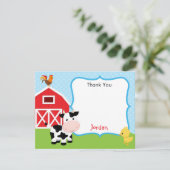 Farm Animals Thank You Card Boy (Blue) - Barnyard サンキューカード (スタンド正面)