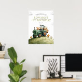 Farm Animals Tractor Birthday Welcome Sign ポスター (ホームオフィス)