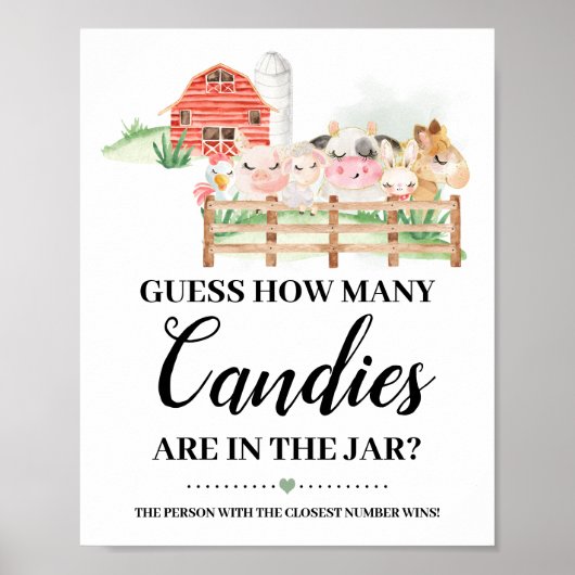 Farm Animasキャンディーの赤ちゃんシャワーゲーム数 ポスター (正面)