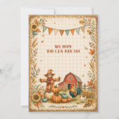 Farm Barn Scarecrow Fall Autumn Little Boy's 3rd 招待状 (裏面)