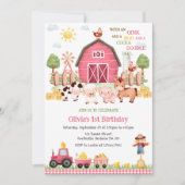 Farm Barnyard Animals Birthday Party Invitation 招待状 (正面)