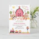 Farm Barnyard Animals Birthday Party Invitation 招待状 (スタンド正面)