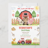 Farm Barnyard Animals Birthday Party Invitation 招待状 (正面)