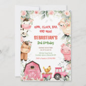 Farm Barnyard Animals Birthday Party Invitation 招待状 (正面)