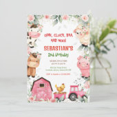 Farm Barnyard Animals Birthday Party Invitation 招待状 (スタンド正面)