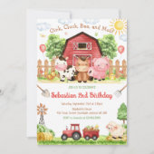 Farm Barnyard Animals Kids Birthday Invitation 招待状 (正面)