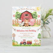 Farm Barnyard Animals Kids Birthday Invitation 招待状 (スタンド正面)