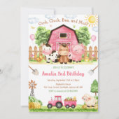 Farm Barnyard Animals Kids Birthday Invitation 招待状 (正面)