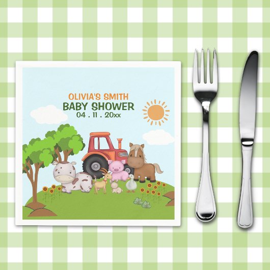 Farm Barnyard Baby Shower スタンダードカクテルナプキン