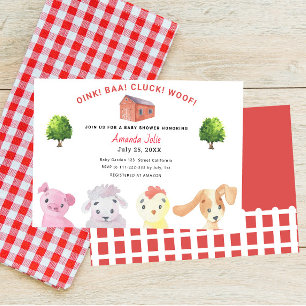 Farm Barnyard Baby Shower ファームバーニャードベイビーシャワー 招待状