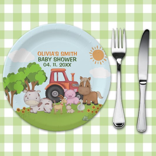Farm Barnyard Baby Shower ペーパープレート