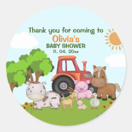 Farm Barnyard Baby Shower ラウンドシール