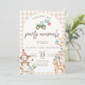 Farm Birthday Invitation Barnyard Party Invite 招待状 (スタンド正面)