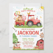 Farm Birthday Invitation, Red Barnyard 招待状 (正面)