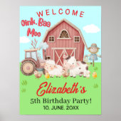 Farm Birthday Party – Barnyard Animal Wall Decor ポスター (正面)