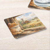 Farm Cat Coasters スクエアペーパーコースター (アングル)
