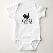 Farm Chick with Rooster Baby Bodysuit – かわいい農場のデザイ