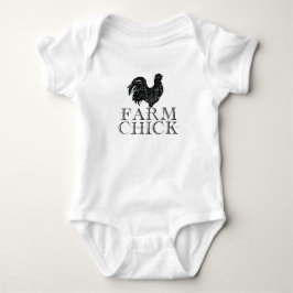 Farm Chick with Rooster Baby Bodysuit – かわいい農場のデザイ ベビーボディスーツ