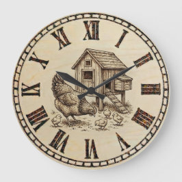 Farm Chicken Wall Clock ラージ壁時計