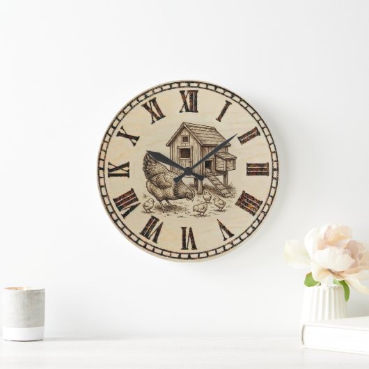 Farm Chicken Wall Clock ラージ壁時計 (ホーム)