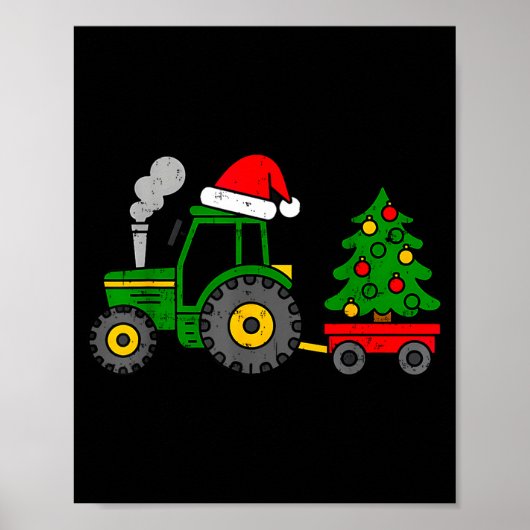 Farm Christmas Tractor Tree Xmas Truck Boys Kids T ポスター (正面)