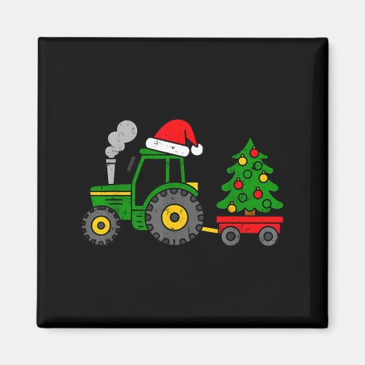 Farm Christmas Tractor Tree Xmas Truck Boys Kids T マグネット (正面)