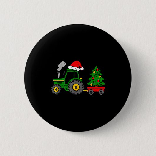 Farm Christmas Tractor Tree Xmas Truck Boys Kids T 缶バッジ (正面)
