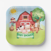 Farm Cute Animals Greenery ベビーシャワー  ペーパープレート (正面)