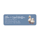 Farm Ducks Return Address Labels Colonial Blue ラベル (正面)