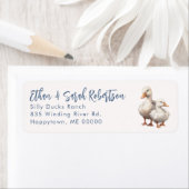Farm Ducks Return Address Labels Off-white ラベル (インサイチュ)