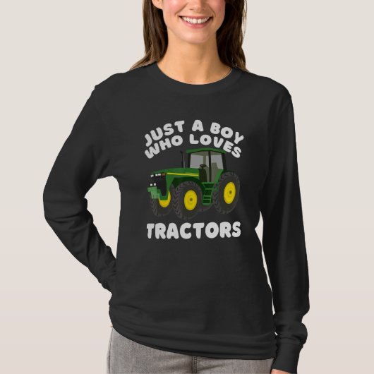Farm Farmer Just A Boy Who Loves Tractors Kids Tシャツ (正面)