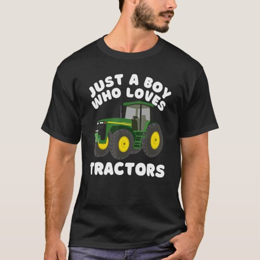 Farm Farmer Just A Boy Who Loves Tractors Kids Tシャツ (正面)