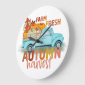 Farm Fresh Autumn Harvest Quote ラージ壁時計 (傾斜)