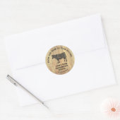 Farm Fresh Beef Sticker | Rustic Cow Logo Label  ラウンドシール (封筒)