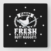 Farm Fresh Butt Nuggets スクエア壁時計 (正面)