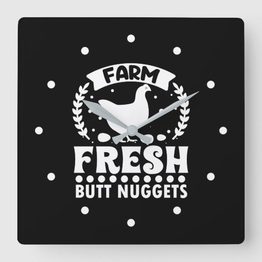 Farm Fresh Butt Nuggets スクエア壁時計 (正面)