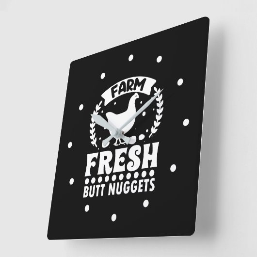 Farm Fresh Butt Nuggets スクエア壁時計 (傾斜)