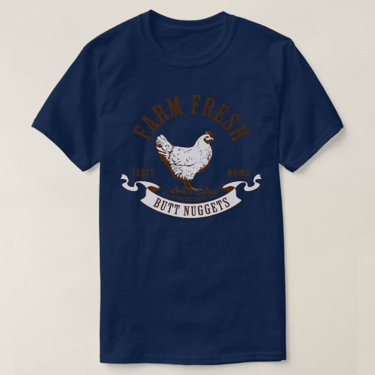 Farm Fresh Butt Nuggets Funny Chicken Egg Farmer W Tシャツ (デザイン正面)