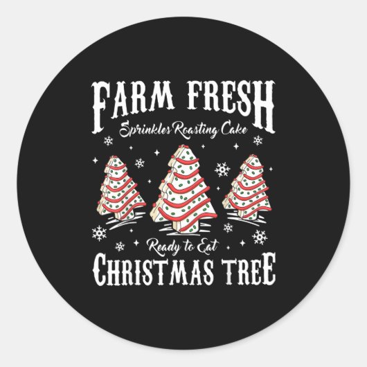 Farm Fresh Christmas Tree Xmas Debbie Cakes Family ラウンドシール (正面)
